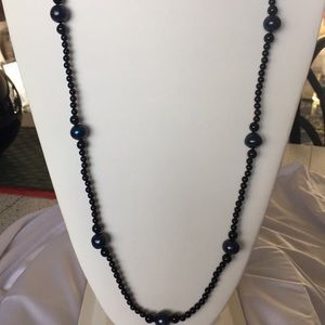Fine Pearl/Opaque Onyx Necklace